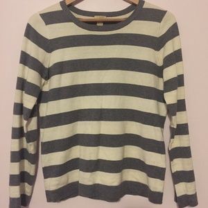 JCrew Grey and White Stripped Sweater